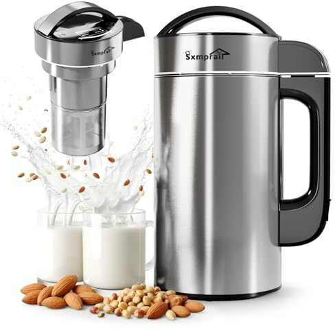 50oz Almond Milk Maker Machine (Built-in Strainer Filter) Make Plant Based Milk, Soup & Juice, 6-7 Cups Per Batch, 304 Stainless Steel, 5.3 lb, Automatic Cleaning, 8-IN-1 Nut Milk Maker for Soy & Oat