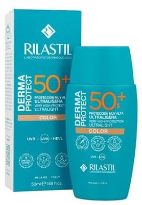 Rilastil - Dermaprotect 50+, Crema Solar Facial, Protege la Piel de los Rayos UVB, UVA y Luz Azul, +30% de Hidratación, Previene Fotoenvejecimiento, Acabado Natural, Todo Tipo de Pieles - 50 ml