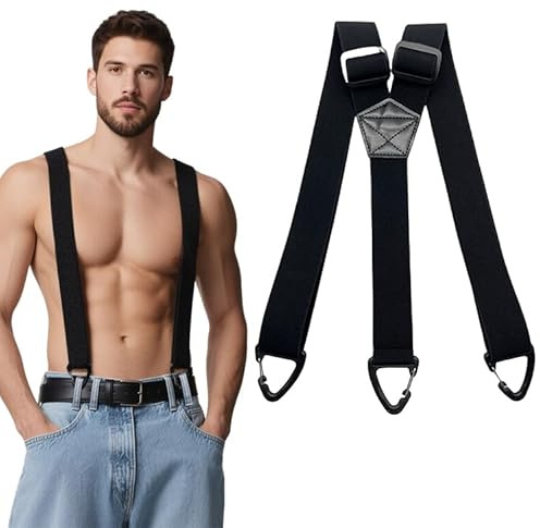 XFSRG Tirantes Para Pantalones Hombre De Calidad Tirantes Hombre Para Trabajo Casual Y Formal (3 Hebillas Negras)