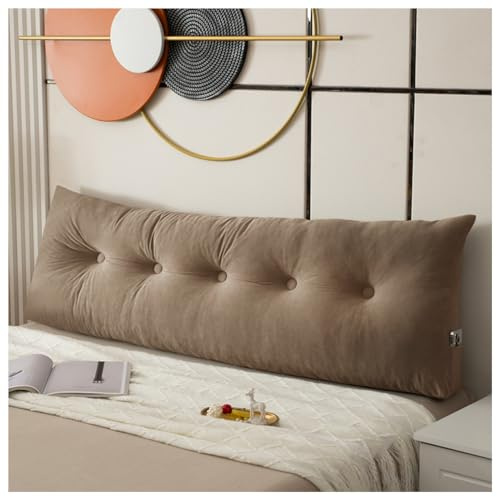 Rückenkissen Lang Keilkissen Lendenkissen, Bett-Rückenstütze Keilform Rückenstützkissen Stützkissen Sitzkissen für Bett Sofa Kopfteil Lesekissen Kopfteilkissen,Braun,140x40x12cm