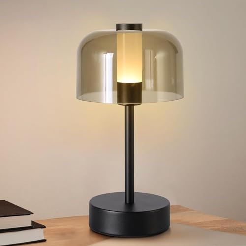 MeoYlaery Rechargeable Table Lamp,Wireless Table Lamp Dimmable Indoor,Portable Battery Operated LED Lamps Touch Control, 3 Colors, Metal Modern Bedside Lamps for Home,Restaurant ，Dining, Living Room