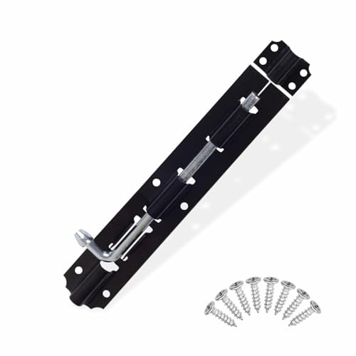 Gate Bolt Tower Bolt With Screws Heavy Duty Straight Door Bolt Fittings Latches Black Slide Lock Ideal For Increasing Security On Garden Shed Gates Internal External Doors Secure Household 6 Inch(1pk)