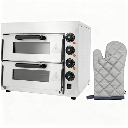 Forno per pizza doppio, 3000 W, regolabile, per pizza, professionale, per cucine domestiche, ristoranti, pizzerie, panifici