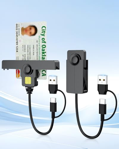 USB-A+C CAC Card Reader, 2-in-1 Military SIM Chip Reader, DOD Common Access Smart Card Reader, Compatible with Windows, Mac OS and Linux, ISO 7816 Class A, B, C, Foldable Design, Black