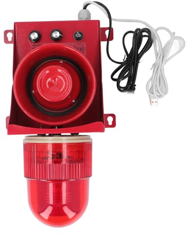 ZenithAur Alarme sonore et Lumineuse 130 DB 40 W Alarme stroboscopique LED Murale pour environnements industriels et Utilisation en extérieur avec contrôle de tonalité réglable (EU Plug 220V)