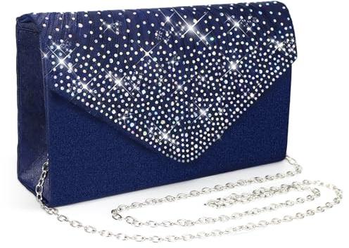 Pardofelis Abendtasche Damen Clutches, Clutch Glitzer Satin, Abendkleid Clutch Bag mit Abnehmbarer Kette Cross Body Bag, Elegante Kristall Diamant Abendtasche für Hochzeit Prom Party