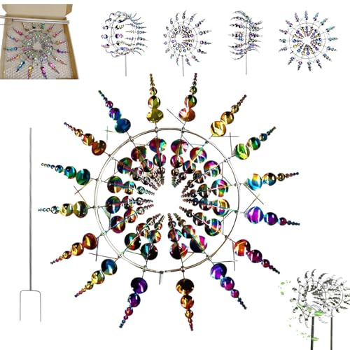 2026 Kinetische WindmüHle für Den Gartenzauber Windara, Magische Windmühle, Blickfang Windspiel Garten für Patio Rasen, Garten, Hochzeit(Mehrfarbig,1 Stück)