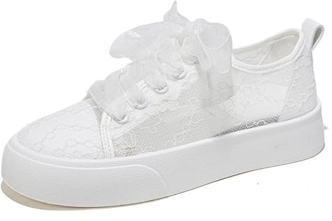 Generisch Scarpe da ginnastica da donna piatte in pizzo, traspiranti, per uso quotidiano, per il tempo libero, eleganti scarpe da sposa ricamate, comode e leggere, per attività sportive