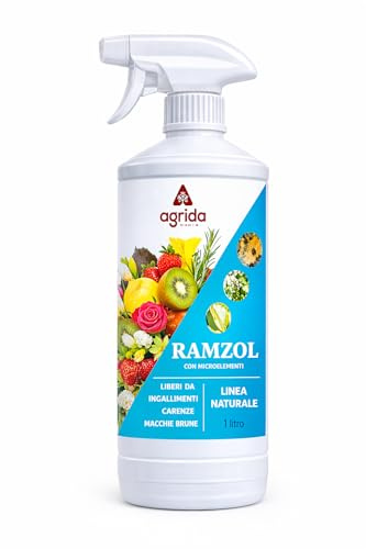 RAMZOL 1 Litro – Trattamento per Piante con Rame e Zolfo + Microelementi – Contro Ingiallimento, Macchie Brune e Carenze – Rinforza e Protegge Foglie – Agrida