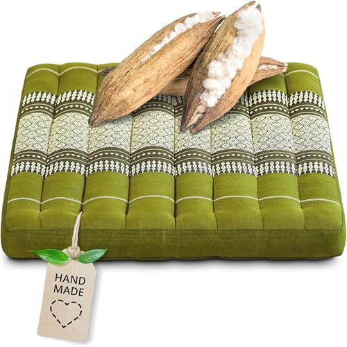 livasia Sitzkissen Stuhlauflage groß - 50x50x6cm - Bodenkissen Indoor/Outdoor, Meditationskissen Yogakissen, Stuhlauflage für Palettenmöbel, Steppkissen für Stuhl und Bank (Grün)