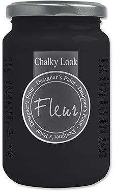 FLEUR DESIGNER'S PAINT | Pittura ad Acqua, Effetto Gesso Naturale, Extra Opaca, Fleur Chalky F77, Colore Black, Made in Italy, Formato da 330 ml