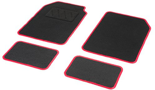 DBS - Tapis de Sol - Voiture/Auto - 4 Pièces : Avant + Arrière - Rouge - Universel - Antidérapant