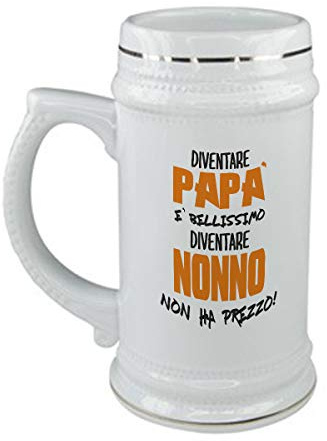 bubbleshirt Boccale da birra Festa dei nonni - diventare papà è bellissimo, diventare nonno non ha prezzo - idea regalo