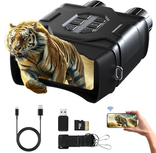 GTHUNDER Digital Night Vision Goggles Binoculars for Total Darkness—FHD 1080P Infrared Digital Night Vision, 32GB Memory Card for Photo and Video Storage—Perfect for Surveillance