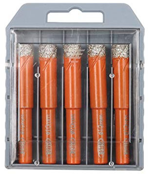 Trockener Diamantbohrer Satz, BGTEC 5 Stück 10mm Lochsägen für Granit, Marmor, Mauerwerk, Beton, Fliesen/Keramik, Glas, Hartplastik, vakuumgelötete Diamant-Kernbohrer Bausatz