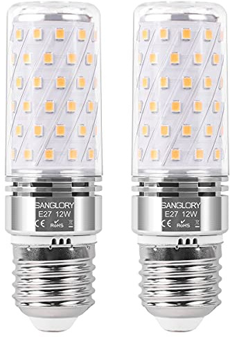 SanGlroy 2er Pack E27 Led Lampen 12W Ersetzt 100W Halogen, E27 Led Mais Birne Warmweiß 2700K 1350LM Nicht Dimmbar Energiesparlampe Maiskolben Leuchtmittel LED E27 | Mais Birne Warmweiß 2700K 1350LM Nicht Dimmbar LED Birne E27 extra hell Energiesparlampe Maiskolben Leuchtmittel LED E27