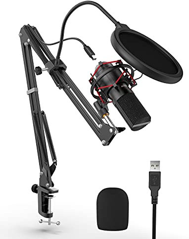 FIFINE Gaming microphone USB Microphone Kit with Arm Stand, Shock Mount, Pop Filter Desktop Laptop Windows/Mac Computer Microphone for Streaming, Podcast, YouTube, Recording, Zoom meeting-T732