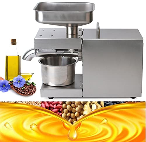 Automatic Oil Press Machine Presser Oil Ex-tractor Press Machine Hot/Cold Oil Press for Nuts Walnut Linseed Almond Rapeseed Sesame Stainless Steel 110V (2KG/h)