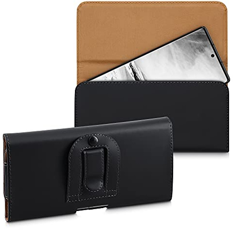 kwmobile Bältesfodral 17,2 x 8,5 cm för mobiltelefon - universellt läderfodral - smartmobilväska med krok - svart