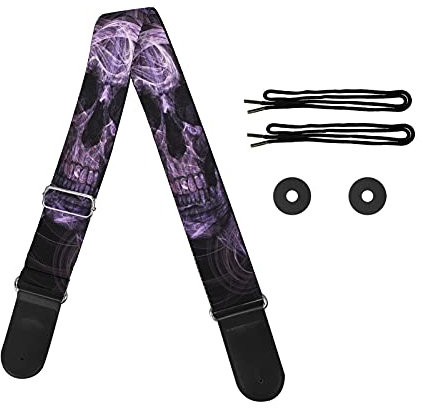 Jeiento Gitarrengurt mit verstellbarem Gurt, Aufbewahrung von Gitarrenplektren, Geschenk für Gitarristen Gitarrenliebhaber, totenkopf, M