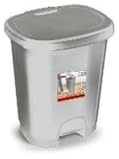 Papelera contenedor plasticforte plastico con tapadera y pedal 18 litros color plata 330x280x405 mm