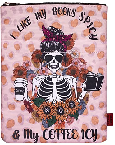 LParkin I Like My Books Spicy and My Coffee ICY buchhülle mit Reißverschluss für Bücherfreunde, buchumschlag Geschenk 28 x 22 cm