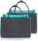 2Stk Filztasche Einkaufskorb,große Einkaufs-Tasche Filztaschen Shopping Bag, zweifarbig dunkelgrau/türkis, lange Henkel, Einkaufskorb faltb 5MM Verdickt (dunkelgrau/türkis)