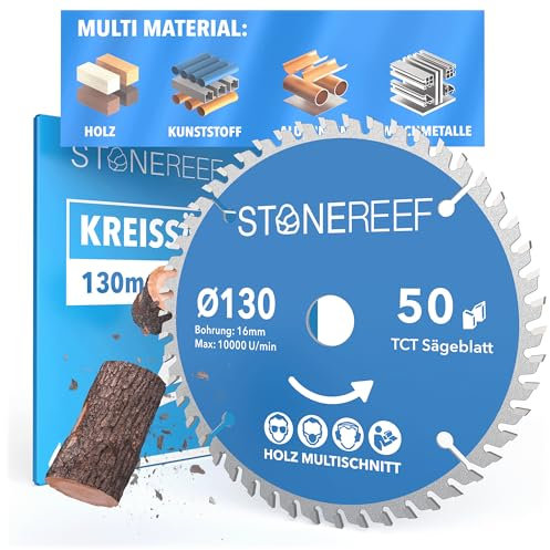 Sägeblatt 130x16 - Kreissägeblatt [inkl. Adapter auf Bohrung 20 &16mm], kompatibel mit Winkelschleifer von Bosch, Makita usw. - Sägeblatt Kreissäge Nagelfest - für Holz