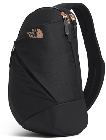 The North Face Women's Isabella Sling - Slim Carry Crossbody Bag with Large Main Compartment, Water-Repellent Finish, TNF Black Light Heather/Burnt Coral Metallic-NPF, One Size
