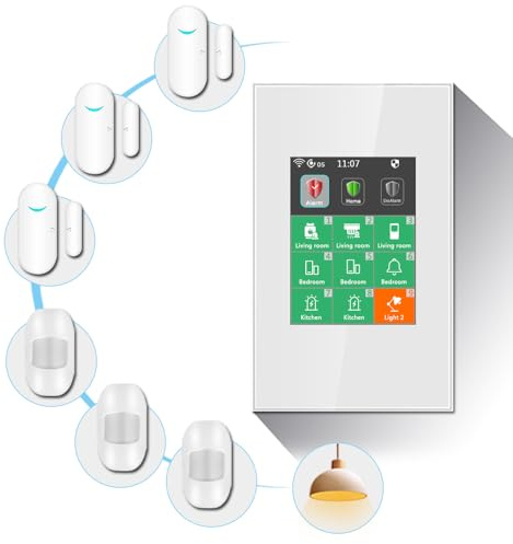 LANBON L8 LCD Alarm Smart Switch, Smart Home Security & Light Control Switch,Indoor Alarm System for Home Security,DIY Door/Window Alarm with APP No Subscription-7 Pieces Kit,Need Neutral Wire,L8-HAK