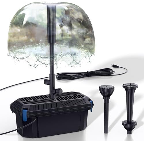 Biling Koi Pond Filter Box with 2400 L/H 40W Water Pump, 3 Fountain Heads for Ponds up to 3,000L