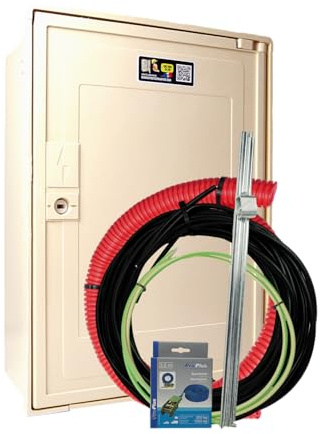 Carré Rouge - Coffret Compteur de Chantier 15/30/45A “Aérien”, Bornier IP2X, Pack Complet 10m Compatible Raccordement ENEDIS, Fabrication Française - 49x35x20cm