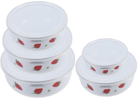 Alipis 5pezzi Ciotole Smaltate Con Coperchi Trasparenti Contenitori Per Alimenti Riutilizzabili Adatti Per Insalate Zuppe Frutta e Snack