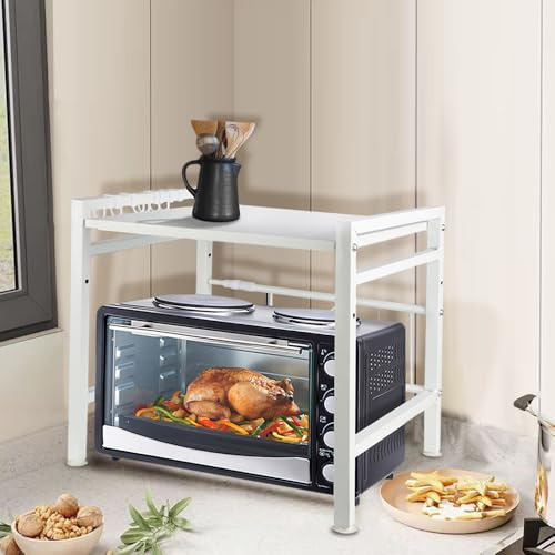 MLYIQI Support Extensible pour Four à Micro-Ondes à Charge Lourde,2 Niveaux Support d'étagère pour Four à Micro-Ondes Hauteur réglable Suspendus Organisateur de Rangement,Porte casseroles épices