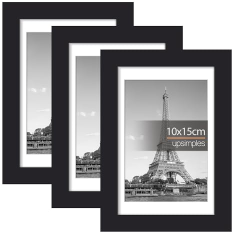 upsimples 3 Pack Bilderrahmen 10x15 Schwarz, Fotocollagen Rahmen für Fotos | 10x15 cm (4x6inch) Fotorahmen für Kinderzeichnungen, Kunstwerke, Wandbilder für Kinderzimmer, Wohnzimmer, Büro