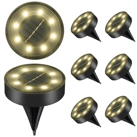 Carehabi Solar Bodenleuchten Aussen 8 Stück (Warmes Weiß), 8 LED Gartenbeleuchtung Solar IP68, Wasserdicht Boden Solarleuchten, Solarlampen für Garten Außen Rasen Gehweg Patio Auffahrt