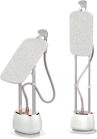 VERVELINK Plancha de Vapor Vertical para Telas y Ropa - Vaporizador Profesional - 90 ° Suspensión/180 ° Hhorizontal/120 ° Inclinación 3 Métodos Planchado - 10 Niveles - Vapor Continuo 45~60 min,1800W