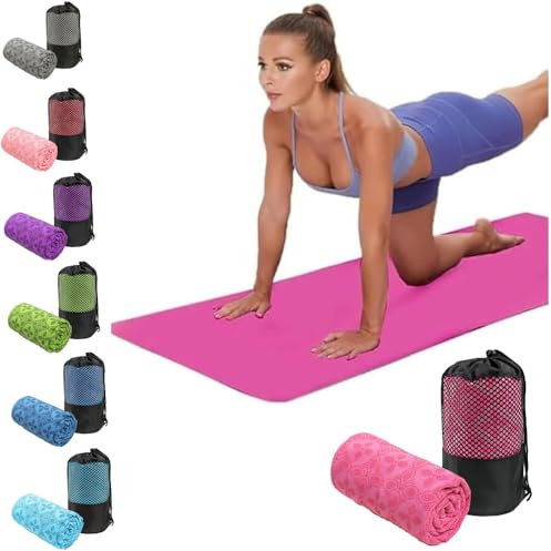 Oaygat Serviette de yoga absorbante antidérapante à séchage rapide Tapis de yoga en tissu respirant avec sac de transport en maille pour Bikram, Pilates, gym entraînement