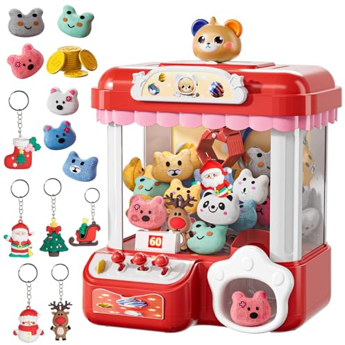 BLmukce Claw Machine for Kids, Mini Vending Machine Toy with Prize Dispenser, Electronic Arcade Game for Girls & Boys Ages 3 4 5 6 7 8 Years, Birthday (16 PCS Toys)