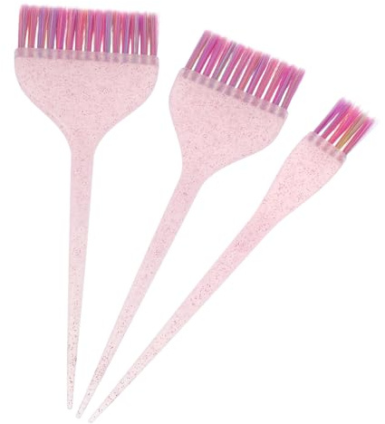 TOPPERFUN Set de Pinceaux Applicateurs de Couleur pour Cheveux avec Manche Queue Longue en Plastique et Nylon Lot de 3 Outil Convivial pour Coloration et Balayage, Salon et Voyage