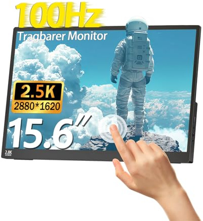 Kyyivwine Monitor touch screen da 15,6 pollici, 2,5 K, FHD 2880 x 1620 IPS 100 Hz, 16:9,10 punti, con 100%sRGB, ultra sottile, avanzato monitor portatile per laptop/PC/smartphone/Macs/Xbox/PS5