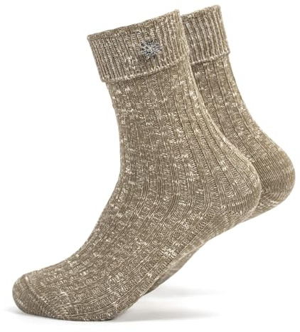 Men's Traditional Socks with Edelweiss Brooch - Traditional Socks for Men Brown-Beige - Accessories for Men's Oktoberfest - Traditional Shoes