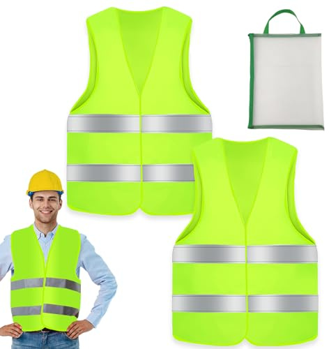 UVVRUR Warnwesten Auto Warnweste 2Stk Pannenweste Sicherheitsweste Neongelb KFZ Pannenhilfe Reflektierende Warnwesten (2 STK)