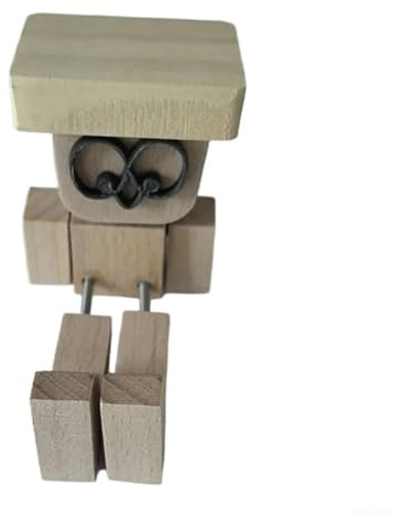 Figurine en bois avec visages magnétiques pour changer d'expression ludique, conçue pour les tableaux de bord de voiture ou les bureaux avec base lestée antidérapante (C)