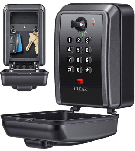 BTNEEU Caja de Seguridad para Llaves Grande Cajetin Llaves con Codigo 12 Dígitos Impermeable Caja Seguridad Llaves Exterior Cuelga Llaves Pared Caja Fuerte Llaves para Hogar Garaje Oficina (Negro)