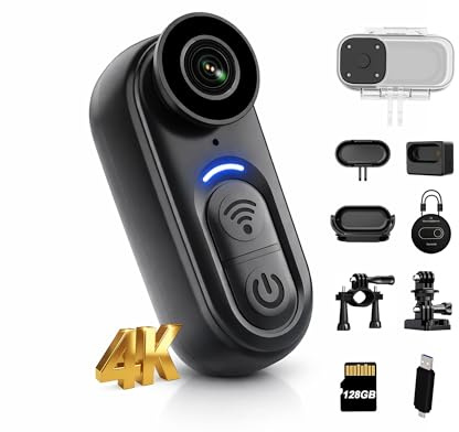 SixBondsCam 4K Mini Body Camera with 6-Axis Stabilization, 128GB Wearable Camera with Audio, Waterproof Thumb Action Camera, Hands-Free Body Cam for Cycling Travel Outdoor Adventures