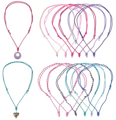 Boutigem Collane colorate in corda da donna, collana regolabile con doppio nodo collane girocollo con anello in metallo per appendere ciondoli da uomo creazione di gioielli