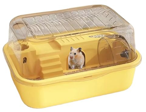 Hamsterbur med dubbla lager – lyxig genomskinlig husdjursvilla för små djur | bärbar anti-flykt igelkottshus, avtagbar hamsterbur med tillbehör för hemresor, hållbar ventilerad säkerhet