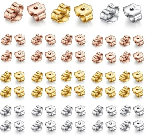 COYUN Tuercas Pendientes,60 Pcs Enganches Pendientes,Cierres para Pendientes, Hipoalergénicos, para Joyería