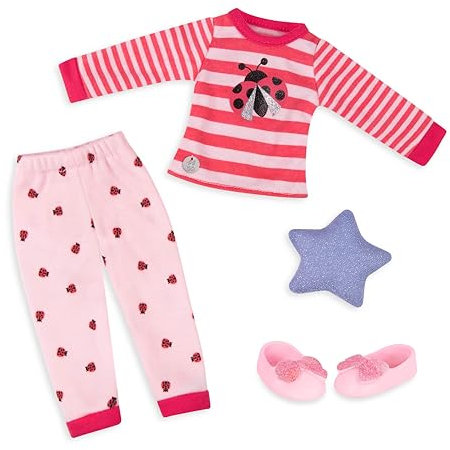 Glitter Girls Dockkläder 36 cm dockor nyckelpiga pyjamasdräkt - topp, byxor och tofflor - accessoarer för dockor, leksaker från 3 år